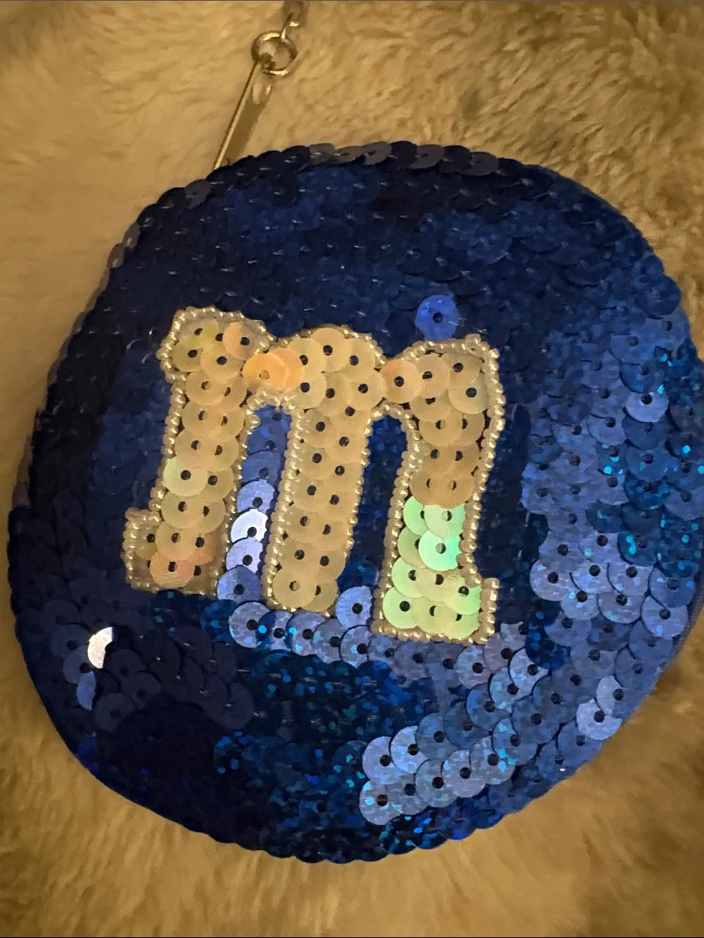 M&M'S World NYC Frame & Blue Sequin Coin Pouch Keychain